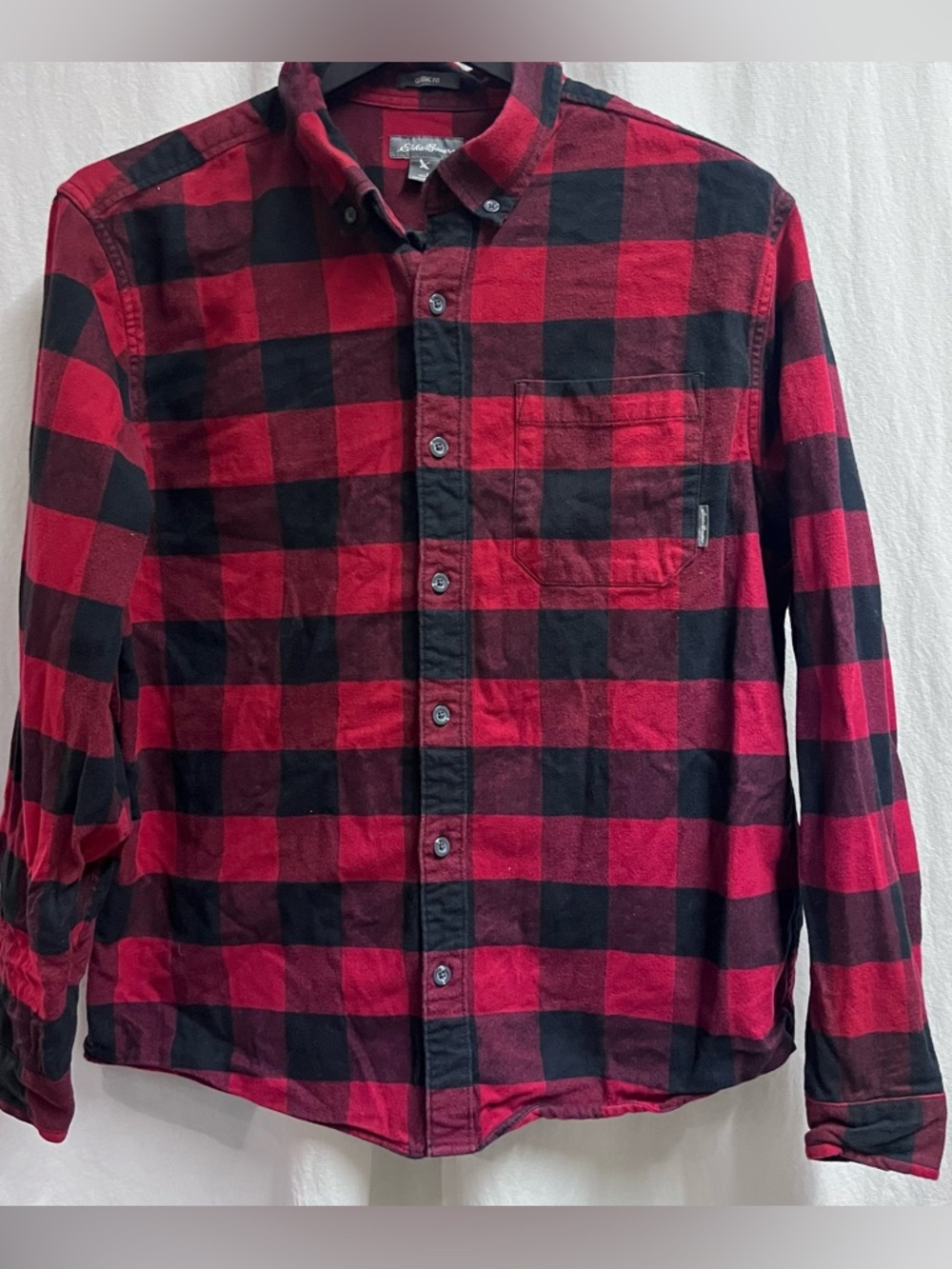 Eddie Bauer Classic Buffalo Plaid Flannel Long Sleeve Button Shirt Mens LargeRed